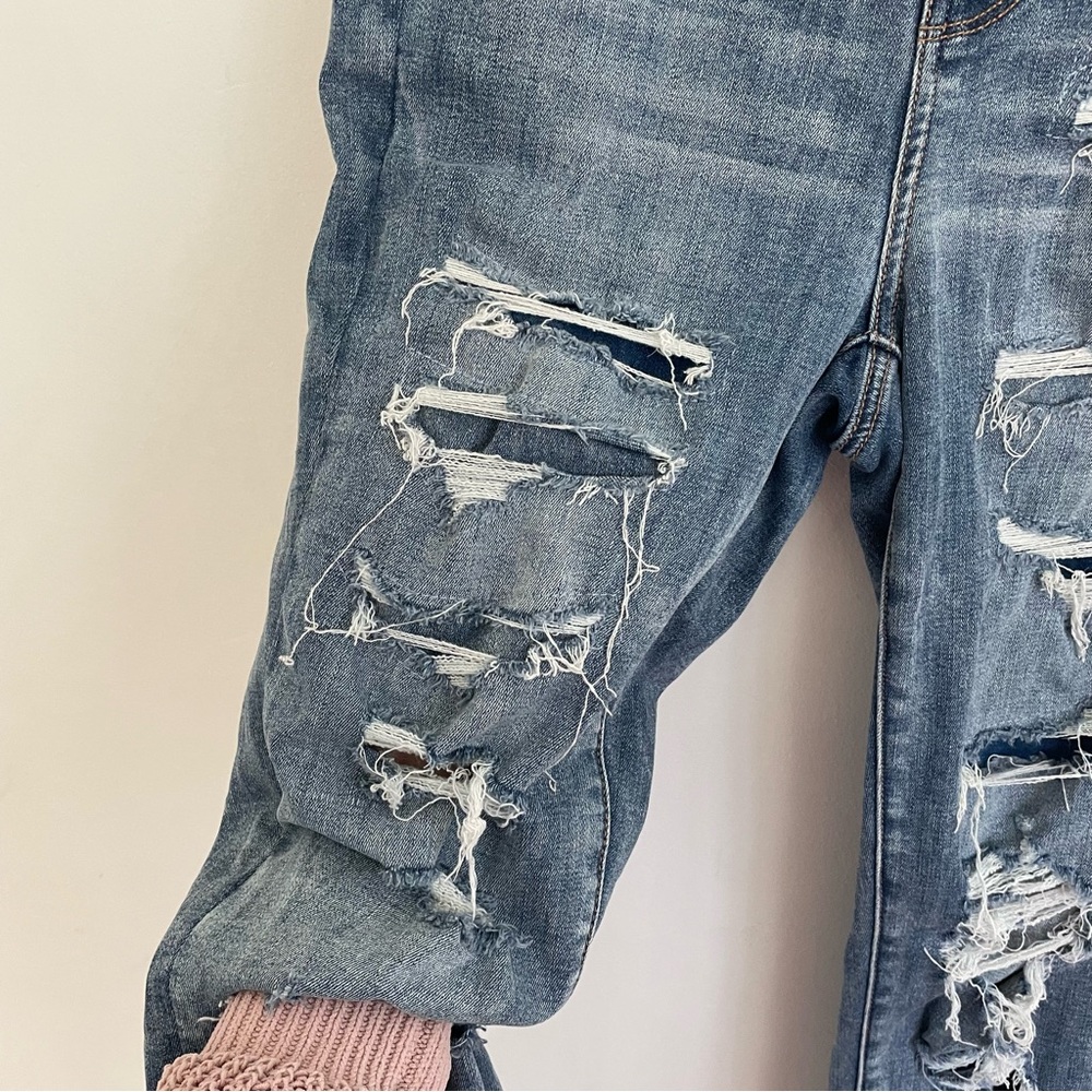 AMERICAN EAGLE AE Ne(x)t Level Curvy High-Waisted Jegging Ripped Patched 4 CURVY - Picture 8 of 16
